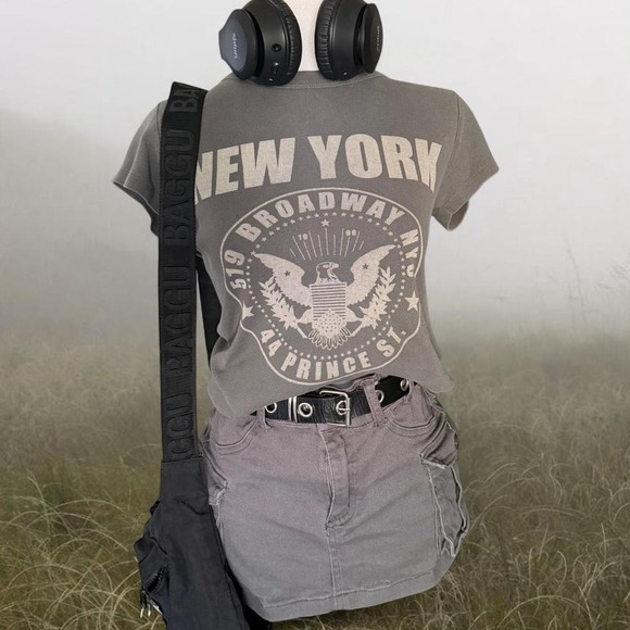 Brandy Melville Tops - Grey and white Broadway NYC tee #Broadway brandy Melville rare graphic